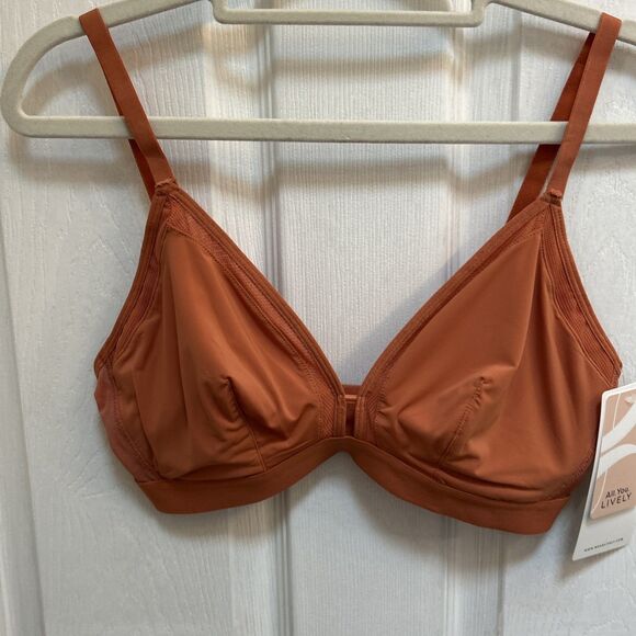 LIVELY Unlined Mesh Bra Size 1 Rust Brown | 32D 32DDD 34D 34DDD | Wireless NWT - Picture 3 of 16